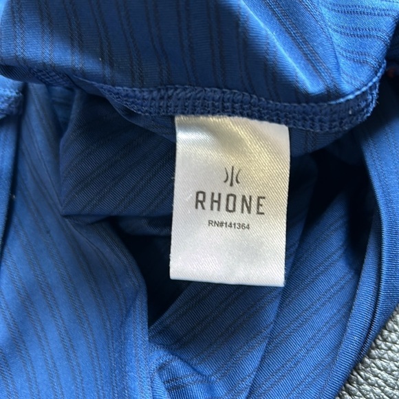 RHONE Mens Sentry Blue Vneck Tshirt Stripe Stretch Short Sleeve Sz M - Picture 8 of 11